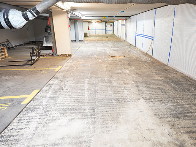 Die Parkgarage im 20. Wiener Bezirk während der Instandsetzung.